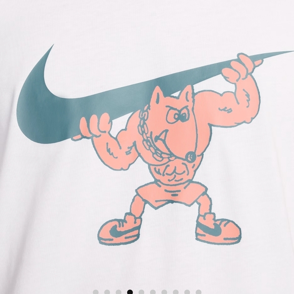 Nike HJ3680-100 White Graphic T-Shirt Man Flexing Muscle Swoosh Logo Tee - Picture 2 of 6